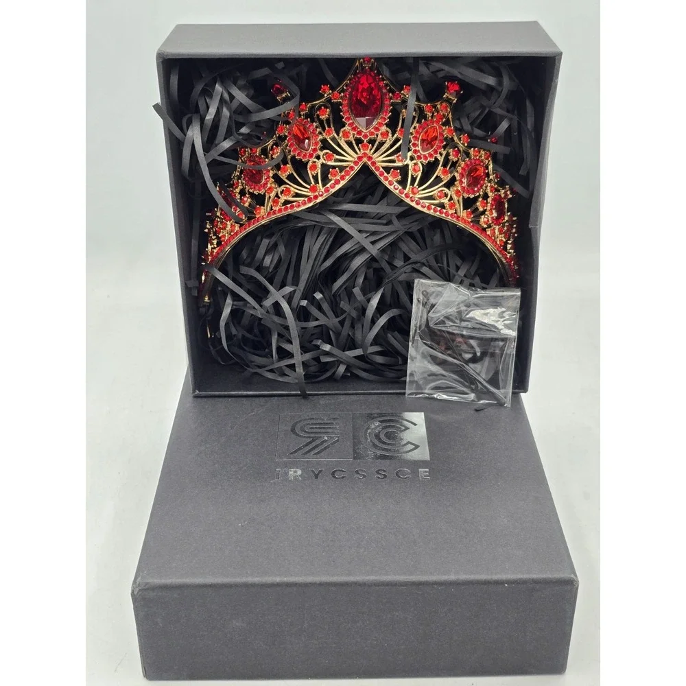 Red Quinceanera Crystal Crown Tiaras Girl Hair Wedding ‎ Party